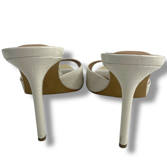 INC International Concepts Heels Size 7 White Mock Croc Pointy Toe Stilleto Mule - Picture 4 of 12